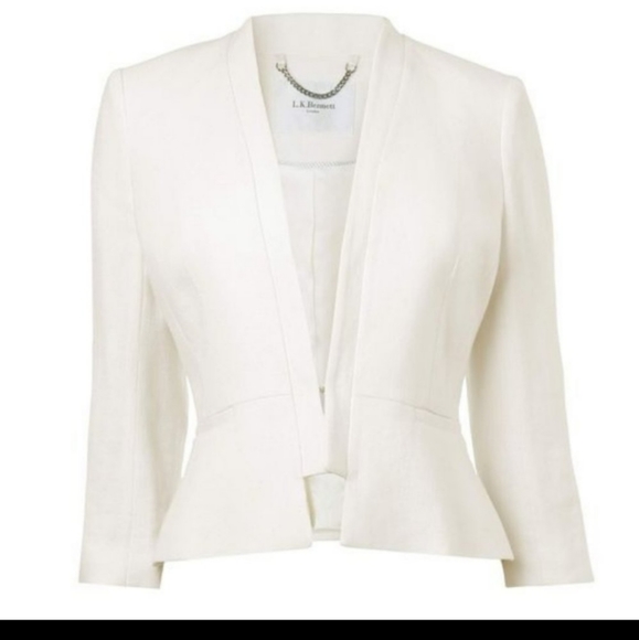 L.K. Bennett Cream June Cropped Blazer Jacket - Picture 2 of 14
